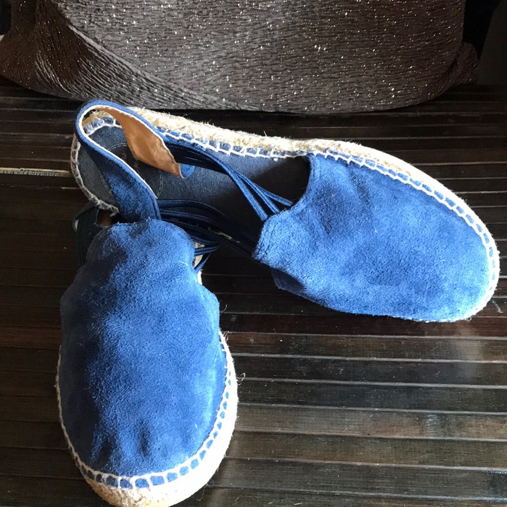 🚨B2G1 TONI PONS ORIGEN Blue Suede Sling Back Closed Toe Espadrilles(Spain)